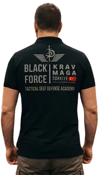 Black Force Krav Maga Türkiye Tactical Self Defense Academy tişörtü (arka görünüm)