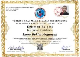 Emre Argunşah Türkiye Krav Maga ve Kapap Federasyonu eğitmen belgesi