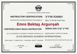 Emre Argunşah Elite Defence Academy International eğitmen sertifikası